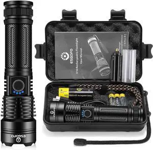 Flashlights High Lumens Rechargeable 2000 Lumens Super Bright Handheld LED Flash Light Powerful Emergency Linternas Waterproof Long Lasting for Hiking Camping Gift