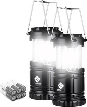 Lantern Camping Essentials Lights Led Flashlight for Power Outages Tent Lights for Emergency Survival Gear and Supplies for Hurricane Battery Operated Lamp 2 Pack Black