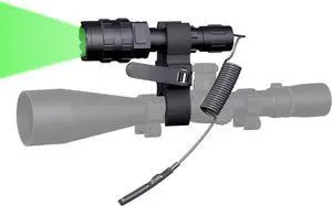 Green Hunting Flashlight Zoomable Light with Scope Mount and Pressure Switch 1200 Lumens Waterproof Weaponlight USB Rechargeable Flashlight for Outdoor Hunting Matte Black