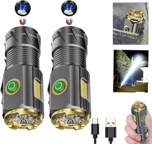 Rechargeable Mini LED Flashlight 9000 Lumens Ultra-Bright with Clip & Magnet, IPX6 Waterproof, 6 Modes for Camping, Hiking & Emergency (2-Piece Set) Rechargeable Mini LED Flashlight 9000 Lumens Ultra-Bright with Clip & Magnet, IPX6 Waterproof, 6 Modes for Camping, Hiking & Emergency (2-Piece Set)