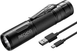 Rechargeable Flashlights High Lumens G800 Rechargeable Flashlight with 3 Lighting Modes Mini LED Flashlight Pocket-Size EDC Flash Light for Home Emergency Camping Gear (Battery Included)