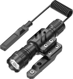 Tactical Flashlight 1200 Lumen Matte Black LED Weapon Light with Mlok/Picatinny Flashlight Mount and Pressure Switch Included