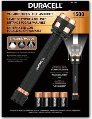 Durabeam Ultra Variable Focus LED Flashlight 1500 Lumens with 3 Modes Black