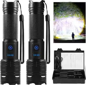 Rechargeable Flashlights 990 000 High Lumen 2 Pack Super Bright LED Flashlight with 5 Modes High Powered Flash Light for Home Camping Outdoor