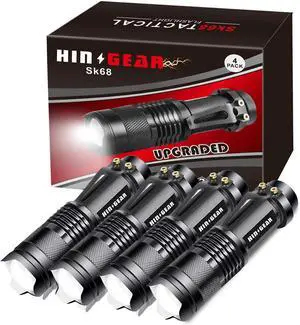 4 Pack Small Mini Flashlight LED Single Mode Light 1 Mode Flashlight Aluminum Zoomable Focus Water Resistant Handheld Flash Light for Camping Outdoor Home Use Gift