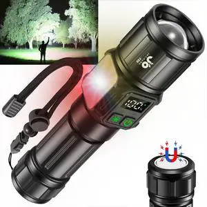 Flashlights High Lumens Rechargeable Flashlight 10000 Lumens with Magnetic Bright Flash Light 9 Modes with 5000 mAh Battery Tactical Flashlight for Camping Hiking Dog Walking