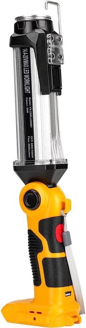 Flashlight for Dewalt 20v Battery 35w 2000LM Portable Light with 3 Modes Lighting USB-A Charging Port Hook for Car Repairing Garage Jobsite Power Outages