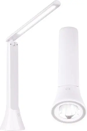 LED Rechargeable Desk Lamp with Flashlight Foldable Portable Table Desk Lamps for Home Office 3 Light Colors Dimmable Eye Protection Desk Study Reading Night Light