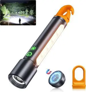 Flashlights High Lumens 990000 LM Super Bright Rechargeable LED Magnetic Flashlight with 9 Modes & Waterproof Powerful Flashlight Adjustable Tactical Flashlights For Home Emergencies Camping