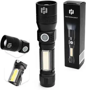 LED Flashlight - EDC Flashlight - Tactical Flashlight - 3 in 1 Lightweight Compact and Rechargeable Pocket Flashlight with Lavish Black Body for Emergency Power Outage