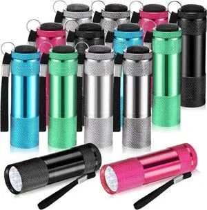 12 Pcs Mini Flashlights Bulk Bright Aluminum Handheld Flash Lights with Lanyard Small LED Flashlights for Kids Night Reading Emergency Hurricane Camping Hiking Party Favors(Elegant Colors)