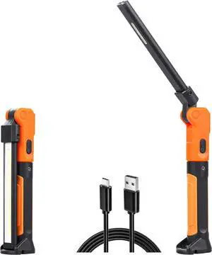 4 in 1 Led Work Light Rechargeable Work Light with Torch Light Magnetic Base&Hidden Hook Foldable&Lightweight 180° Rotate for Car Repair Power Outage Hiking(1Pack).