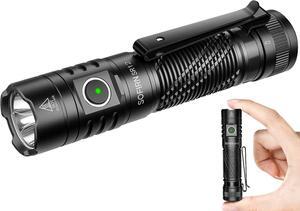 Pocket Flashlight Rechargeable LED Light - Sofirn SR12 Small EDC Flashlights High Lumens 1300ft Long Throw Magnetic Flash Light 1450LM IP68 Waterproof with Simple UI Compact Lightweight for Outdoor