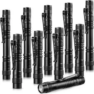 10 Pieces Mini Pen Light Flashlight Small LED Pen Light Aluminum Pocket Flashlight with Clip for Inspection Camping Emergency Diary Lighting(3.5 Inches 5.2 Inches)