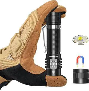 Wurkkos WK03 LED Flashlight, Pocket Flashlight with Magnet, Small Flashlight Rechargeable, Mini Flashlight with 6 Modes, IP68 Waterproof, High CRI 519A LED, EDC Flash Light for Camping(Black)