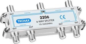 Coaxial Cable Splitter Support 10-2602MHz RG6 RG59 Coax Compatible Work with MoCA2.5 and MoCA3.0 CATV Satellite TV Antenna HDTV and High Speed Internet (6 Way Coaxial Cable Splitter)