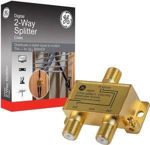 Digital 2-Way Coaxial Cable Splitter 2.5 GHz 5-2500 MHz RG6 Compatible Works with HD TV Satellite High Speed Internet Amplifier Antenna Gold Plated Connectors Corrosion Resistant 33526