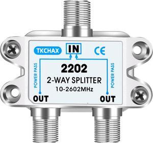 2 Way Coaxial Cable Splitter Support 10-2602MHz RG6 Compatible Nickel-Plated for Cable Splitter Work with CATV Satellite TV Antenna System and MoCA Configurations