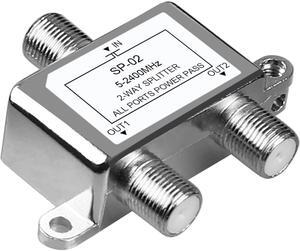 2 Way Coaxial Cable Splitter Coax Splitter 5-2400MHz RG6 Compatible Cable Splitter 2 Way Can Work with Satellite/Cable TV and Internet CATV Antenna System