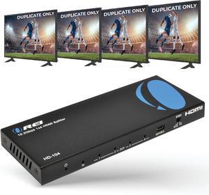 HDMI Splitter 1 in 4 Out C 4K@30Hz HDMI 2.0 Splitter with HDCP 1.4 EDID Management and LPCM/Dolby/DTS Audio SupportCCompact Plug & Play Design