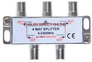 4 Way Bi-Directional 5-2300 MHz Indoor and Outdoor Waterproof Coaxial Antenna Splitter for RG6 RG59 Coax Cable Satellite HDTV (4 Ports)