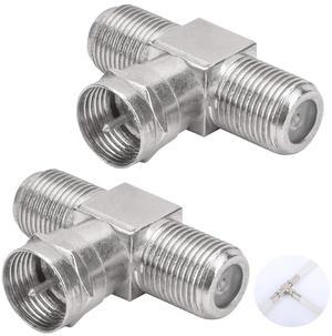 2-Pack F Type 3 Way Splitter TV Splitter 2 in 1 Coaxial Cable Splitter Adapter Connecter for TV Video VCR Antenna Cable Satellite