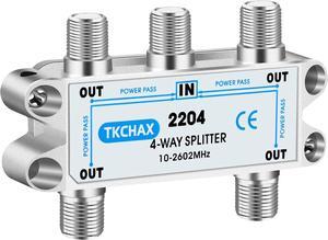 4 Way Coaxial Cable Splitter Support 10-2602MHz RG6 Compatible Nickel-Plated for Cable Splitter Work with CATV Satellite TV Antenna System and MoCA Configurations