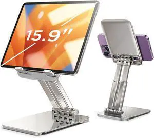 Adjustable and Foldable Tablet Stand for Desk Portable and Stable Compatible with 4.7-15.6 inch Devices