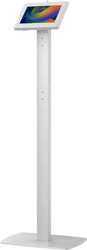 Thin Floor Stand  CTA Tall Standing 360° Kiosk Display Tablet Holder w/Charger Access & Lock for iPad Air 11 M2 (2024) - iPad Pro 11 M4 (2024) - iPad 10.2 & 9.7-11 Tablets - White (PAD-CHKW)