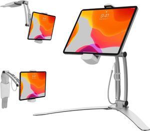 3-in-1 iPad Tablet Mount  CTA Multipurpose Universal Tablet Mount Holder for All iPad Tablets 7-13 - Made for Wall Mount - Under Cabinet & Desk Mount - Silver - (PAD-KMS)