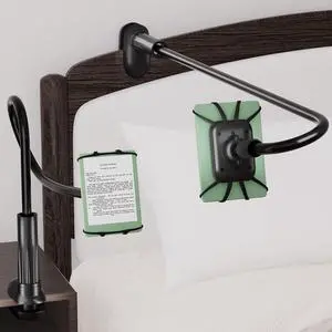 Gooseneck Kindle Holder for Reading in Bed - [Anti-Slip] Phone Holder for Bed Kindle Paperwhite Stand Accessories Overhead Cell Phone Clamp Mount for Desk for Tablets 4-10 inches