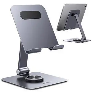 Tablet Stand Holder for Desk 360° Rotating Base Aluminum Tablet Holder Adjustable Multi-Angle Home Office Accessories Compatible with iPad Pro Air Mini 13 12.9 11 Inch