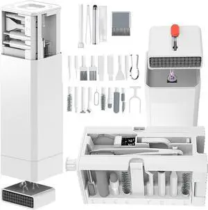 Cellphone Cleaning Kit with Port& Cable Cleaner Stylus Pen SIM Tool Speaker Brush | Multi-Device Cleaner for iPhone Samsung AirPods MacBook Laptop iPad Screens Keyboard Camera Lens (White)