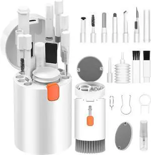 20 in 1 Multifunctional Cleaner Kit for Electronic Devices Keyboard Cleaning Brush Headphones Cleaner Kit for AirPods Multi-Tool for Cleaning Laptop Earbuds Camera Cellphones (White)