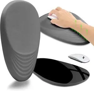 Ergonomic Mouse Pad Wrist Support with Stepped-wedge Design Wrist Rest Pain Relief Mousepad Filled with Memory Foam Carpal Tunnel Mousepad for Wireless Mouse(12x8 inch Grey)
