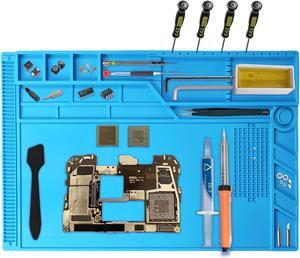 Heat Resistant Soldering Mat 21.6 x 13.7 - Heatproof Work Pad with Scale Ruler & Screw Position Guide for Electronics Repair Soldering Iron Phone and Computer Repair