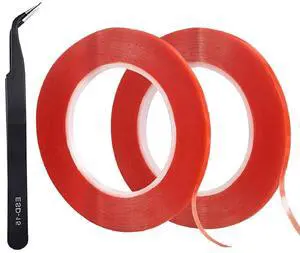 2 Rolls (4mm/5mm x 25m) LCD Repair Tape Phone Repair Tape LCD Touch Screen Repair Tape Phone Screen Adhesive Tape with and 1 Tweezers for Cell Phone iPad Tablets Laptops Camera