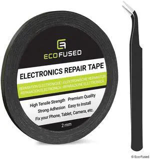 2mm Double-Sided Adhesive Sticker Tape - for Smartphone Tablet PC Laptops LCD Digitizer Small Electronic Repair - Includes Pair of Tweezers Microfiber Cleaning Cloth