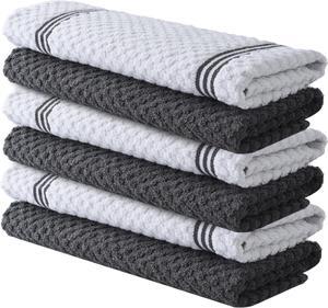 100% Cotton Kitchen Towels - 15x25 Inch Ultra Soft Tea Towels Super Absorbent Terry Dish Towels for Kitchen Linens |Grey|