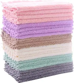 24 Pack Kitchen Dishcloths - Does Not Shed Fluff - Reusable Dish Towels Dish cloths Super Absorbent Coral Fleece Cleaning Cloths Nonstick Oil Washable Fast Drying 7 x 9 Inch (Multicolor)