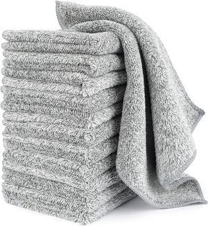 Kitchen Cloth Dish Towels (12 Pack) Premium Dishcloths Super Absorbent Microfiber Cleaning Cloth Nonstick Oil Washable Fast Drying Dish Rags for Washing Dishes (Grey)