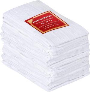 White Flour Sack Towels [12 Pack - 28 x 28 Inch] 100% Cotton Tea Towels for Cleaning & Drying - Highly Absorbent Kitchen Dish Cloth