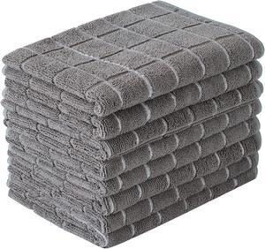 Microfiber Dish Towels - Soft Super Absorbent and Lint Free Kitchen Towels - 8 Pack (Lattice Designed Gray Colors) - 26 x 18 Inch
