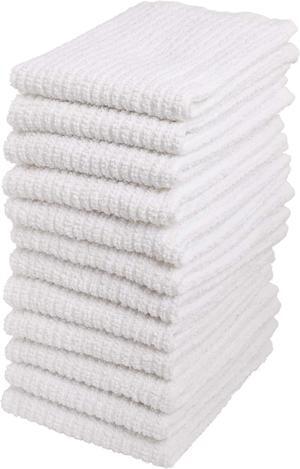 Bar Mop Cleaning Kitchen Dish Cloth Towels 100% Cotton Machine Washable Everyday Kitchen Basic Utility Bar Mop Dishcloth Set of 12 White