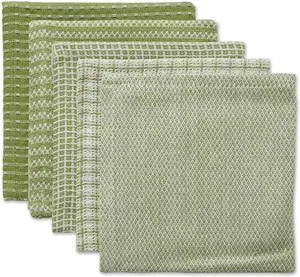 Everyday Kitchen Collection Assorted Dishcloth Set 12x12 Antique Green 5 Count