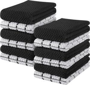 Utopia Kitchen Towels 12 Pack 15 by 25 Inches 100% Ring Spun Cotton Super Soft and Absorbent Linen Dish Tea and Bar Towels Set Black