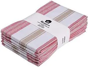Premium Kitchen Towels and Cotton Dish Towels 20x30 Inches Set of 6 Red/Beige/Ivory Dish Cloths for Washing Dishes Hand Towels for Kitchen Tea Towels & Bar Mops for Kitchen