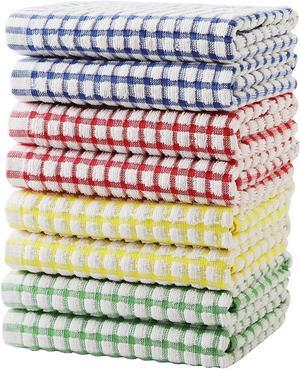 Dish Towels for Kitchen 15x26 Inches Pack of 8 Cotton Kitchen Towels for Drying Dishes Absorbent Bar Mop Towels (Multi 15x26 inches)