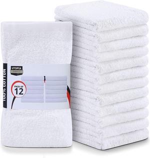 Kitchen Bar Mops Pack of 12 16 by 19 Inches 100% Cotton Super Absorbent White Towels Multi-Purpose Cleaning Towels for Home and Kitchen Bars