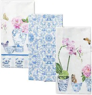 Maison d Hermine Dish Towels 100% Cotton Kitchen Towels Absorbent Dishcloth for Home Kitchen Dining Cocktail Parties & Camping Canton - Spring/Summer (Set of 3)
